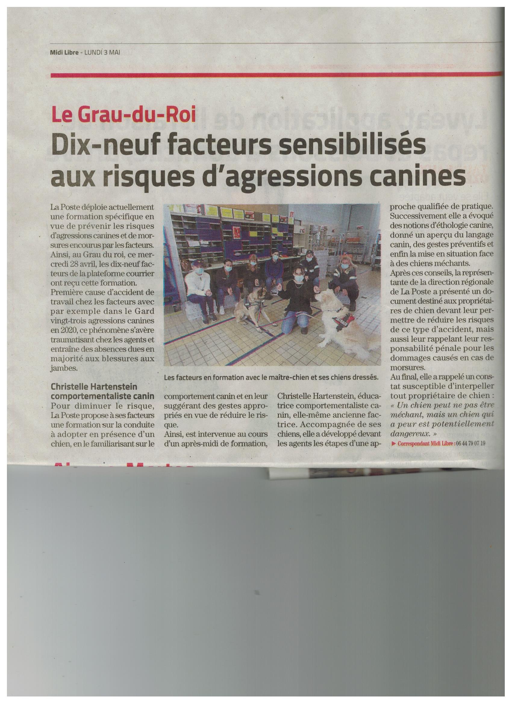 La poste sensibilisation aux risques d'agressions canines